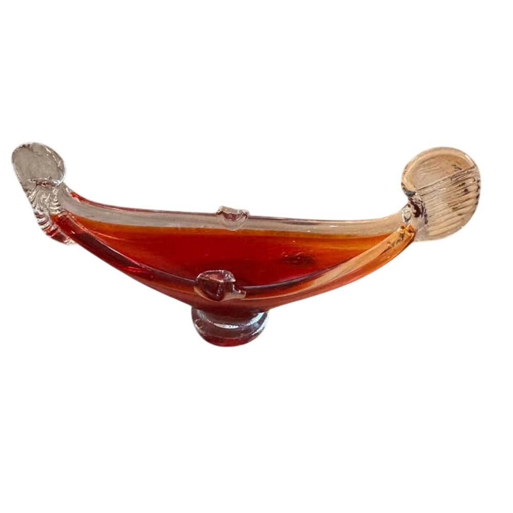 vintage red Murano glass gondola bowl, ashtray art glass
